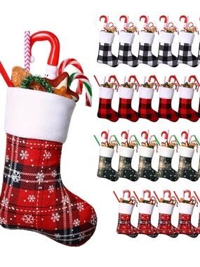 Honoson 100 Pieces 7 Inch Christmas Stockings Bulk Mini
